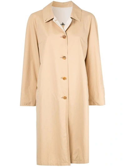 Pre-owned Burberry 1990s Button-pockets Coat In Brown