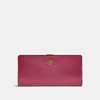 Coach Skinny Wallet In Bright Cherry/gold