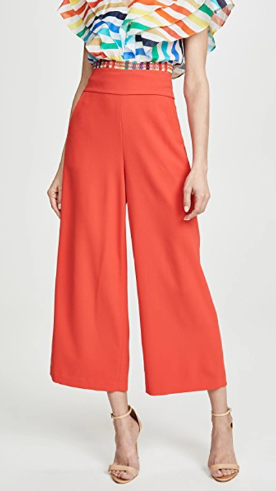 Alice And Olivia Donald High Waist Gaucho Pants In Cherry