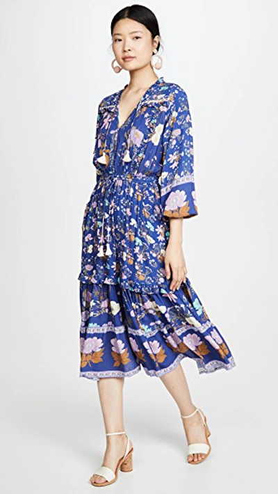spell wild bloom midi dress SPELL Wild Bloom Midi Dress in Navy