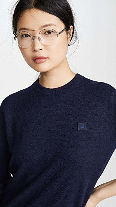 Acne Studios Nalon Face Sweater In Navy Blue