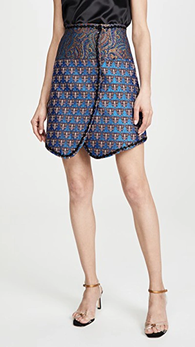 Costarellos Wrap Paneled Skirt In Blue Multi