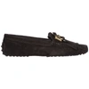 Tod's Moccasins Gommini Ring Suede Logo Black In Black