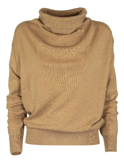Agnona Sweater Cashmere Neck Ring In Camel