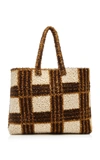 APPARIS Naomi Checked Faux Shearling Tote,R37