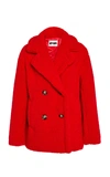 Apparis Kenya Faux Shearling Short Coat In Red