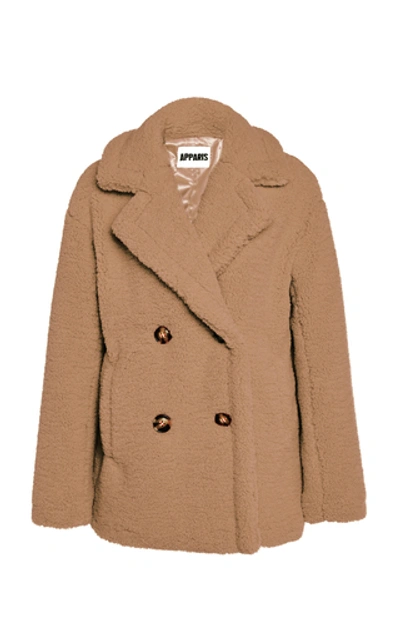 Apparis Kenya Faux Shearling Short Coat In Neutral