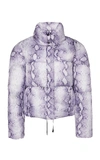 Apparis Jamie Python Short Puffer Coat In Purple