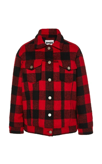 Apparis Kelly Buffalo Check Short Coat In Red