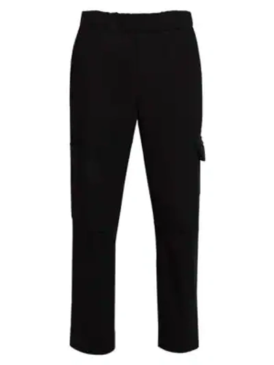 Kenzo Tapered & Cropped Stretch Cotton Cargo Pants In Black