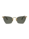 Le Specs 52mm Pit-stop Cat-eye Sunglasses In Gold Khaki