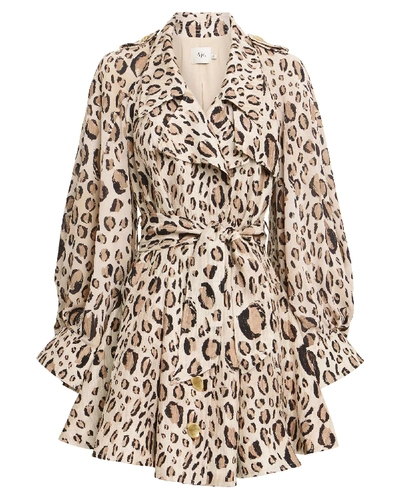 Aje Loren Leopard-print Linen-blend Mini Dress In Animal