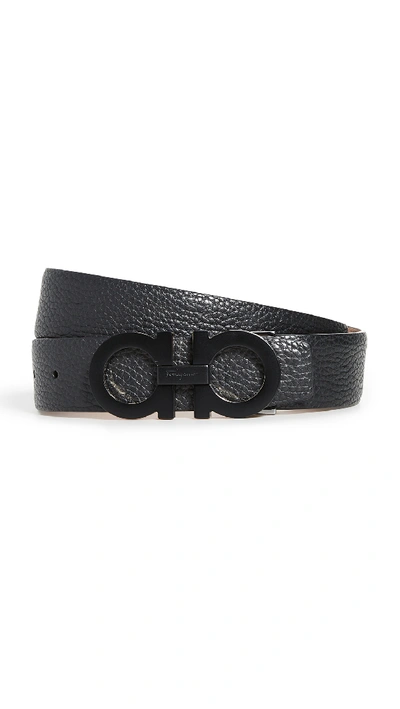 Ferragamo Adjustable Gancini Belt In Black