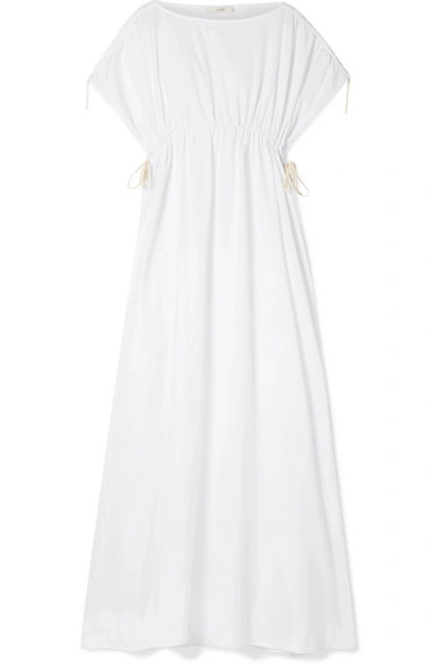 The Row Nea Oversized Gathered Cotton-poplin Gown In White