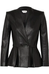 ALEXANDER MCQUEEN DOUBLE-BREASTED PLEATED LEATHER BLAZER