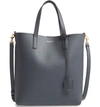Saint Laurent Toy Leather Tote Bag With Shoulder Strap In Dark Smog