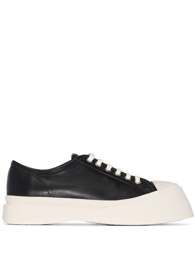 Marni Pablo Leather Flatform Sneakers In 00n99 Black