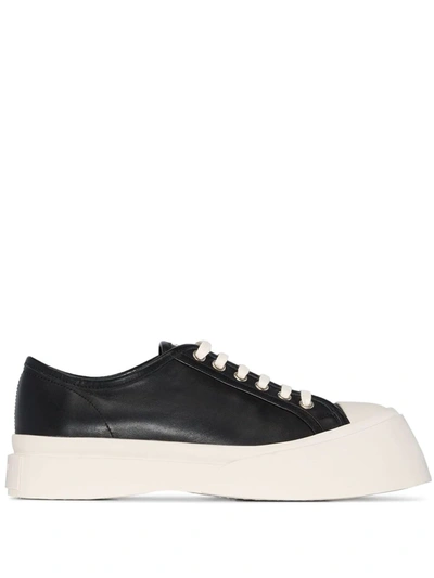 Marni Pablo Leather Flatform Sneakers In Black