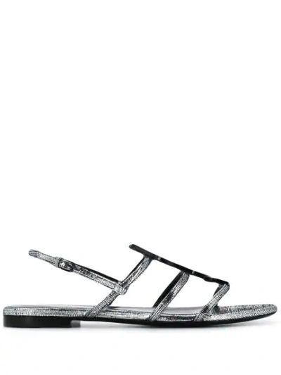 Saint Laurent Cassandra Leather Sandals - 银色 In Silver