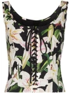 DOLCE & GABBANA FLORAL LACE-UP BUSTIER TOP