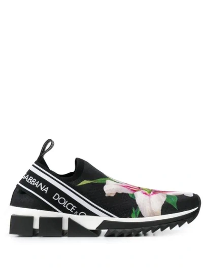 DOLCE & GABBANA LILY PRINT SORRENTO SNEAKERS 