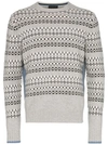 PRADA PRADA STRIPED INTARSIA SWEATER - GREY