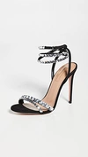 Aquazzura So Vera 105 Crystal-embellished Suede Sandals In Black