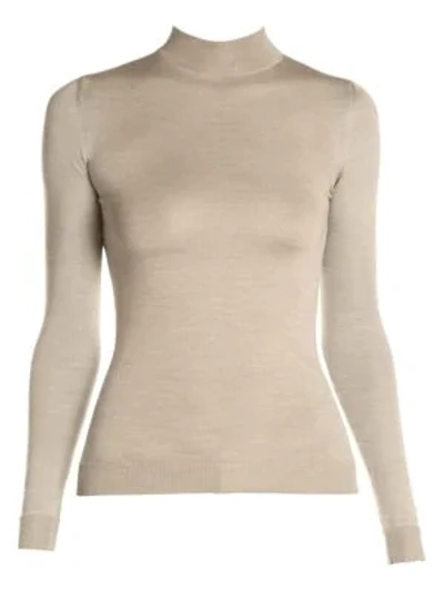 Emilio Pucci Mockneck Silk Knit Top In Taupe