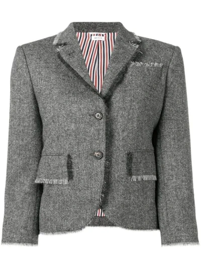 Thom Browne Frayed-edge Sports Jacket In Grey