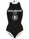 BALMAIN CONTRAST LOGO KNIT BODYSUIT