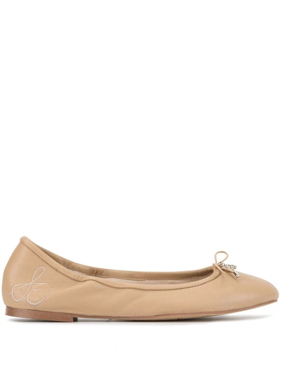 Sam Edelman Felicia Bow-detail Leather Ballet Flats In Neutral