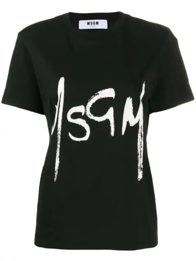 Msgm Logo Printed T-shirt In Black