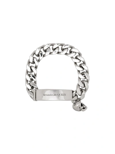 Alexander Mcqueen Skull-charm Chain-link Bracelet In Silver