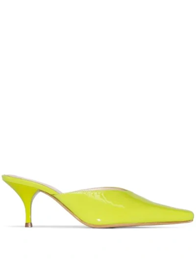 Kalda 55mm Bicolor Patent Leather Mules In Green