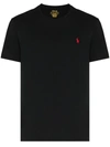 Polo Ralph Lauren Black Crewneck T-shirt With Pony Embroidery On The Front In Black