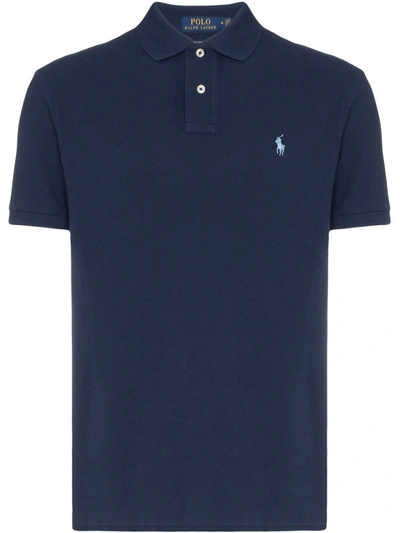 Polo Ralph Lauren Logo-embroidered Short-sleeve Polo Shirt In Blau