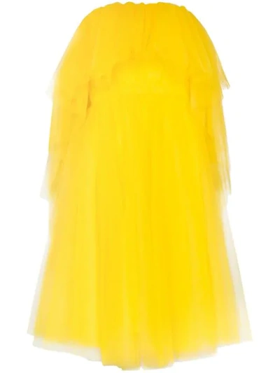 Carolina Herrera Off-the-shoulder Tulle Midi Dress - 黄色 In Yellow