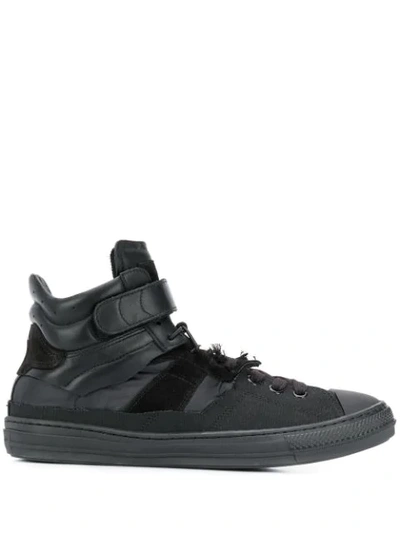 Maison Margiela Evolution Sneakers In Black Leather And Fabric