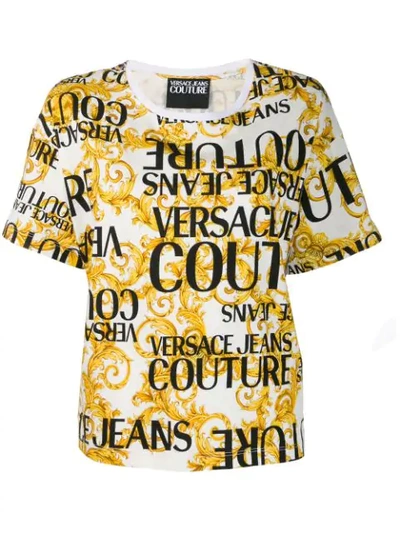 Versace Jeans Couture Baroque Print Logo T-shirt In White