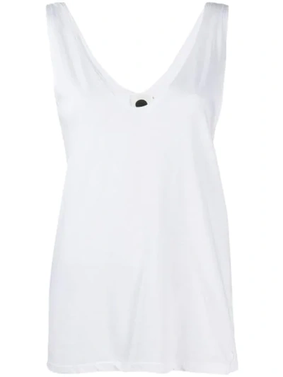 Bassike Plunging Neck Tank Top - White