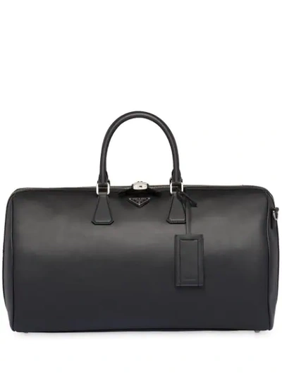 Prada Logo Plaque Duffle Bag - 黑色 In Black