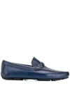 Ferragamo Mens Parigi Blue Leather Loafers, Brand Size 6 In Blue