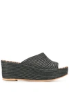 Carrie Forbes Karim Woven Raffia Wedge Sandals In Noir
