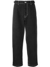 AMI ALEXANDRE MATTIUSSI AMI ALEXANDRE MATTIUSSI WORKER STRAIGHT FIT TROUSERS - 黑色