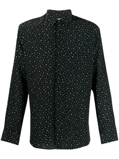 Saint Laurent Printed Silk Crepe Shirt In Black