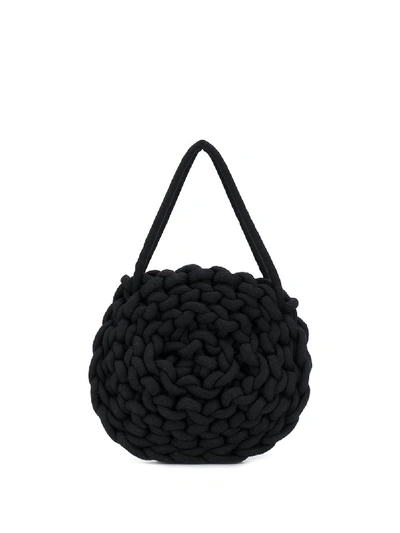Alienina Chunky Knit Tote Bag - Black