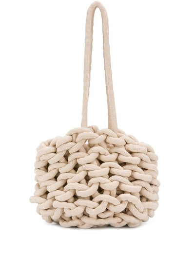 Alienina Chunky Knit Tote Bag - White