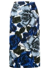 PRADA PRADA ROSE PRINT PENCIL SKIRT - 蓝色