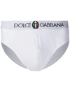 Dolce & Gabbana Logo-waistband Stretch-cotton Briefs In White