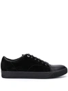 Lanvin Suede And Leather Cap-toe Sneakers In Black